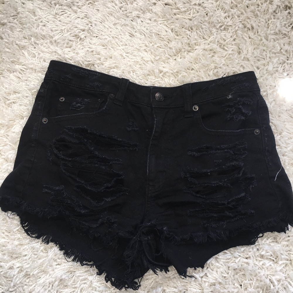 American eagle black denim shorts